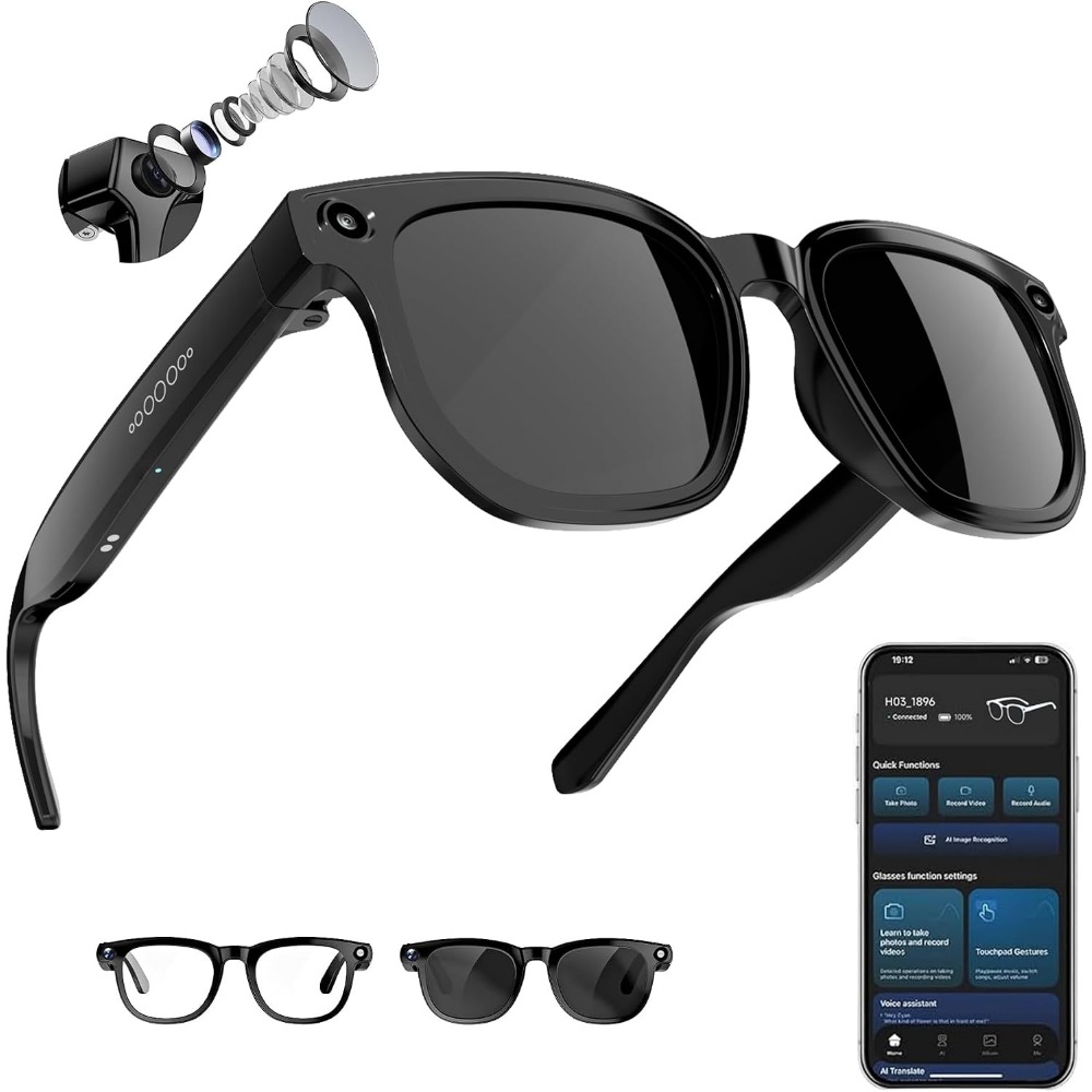 Smart Glasses Lens - Inteligentne okulary z kamerą 8MP, tłumaczem