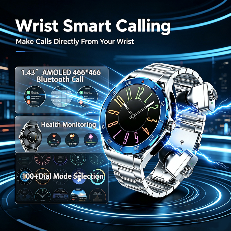 Breath Rate Monitor - Smartwatch Bluetooth GEJIAN 2-w-1 z ekranem