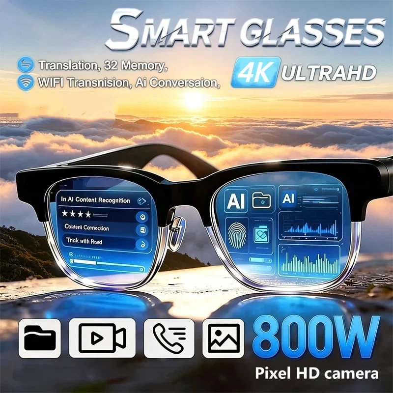 Smart Glasses Lens - Inteligentne okulary AI 4K z pilotem,