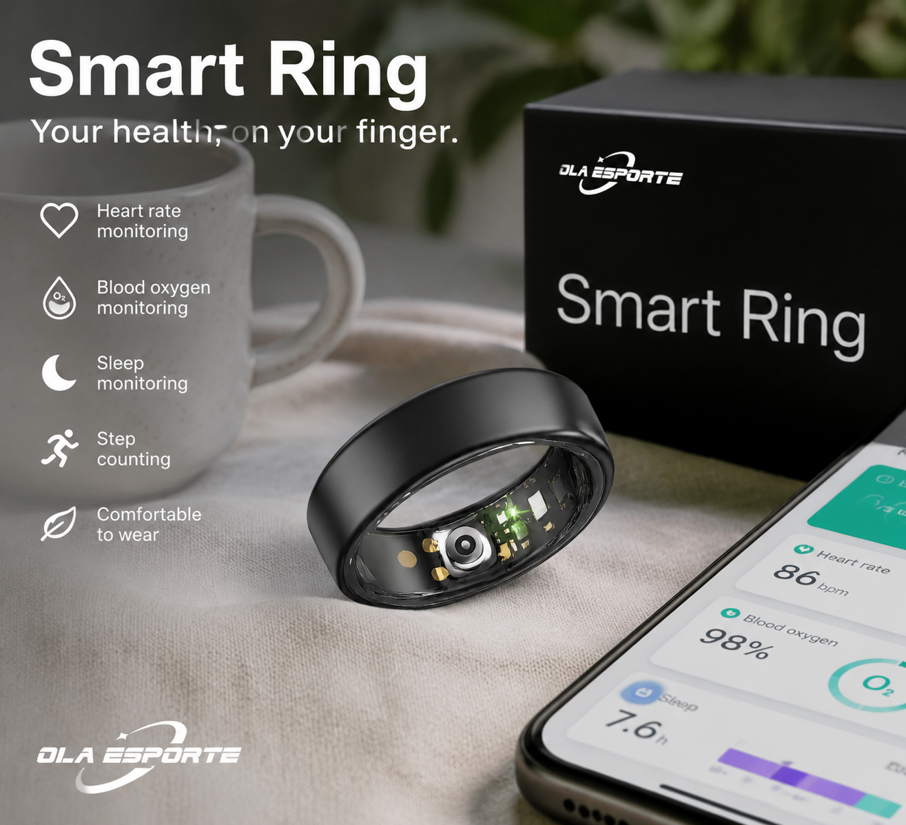 Temperature Ring Skin - Inteligentny Pierścień Męski Damski z Etui