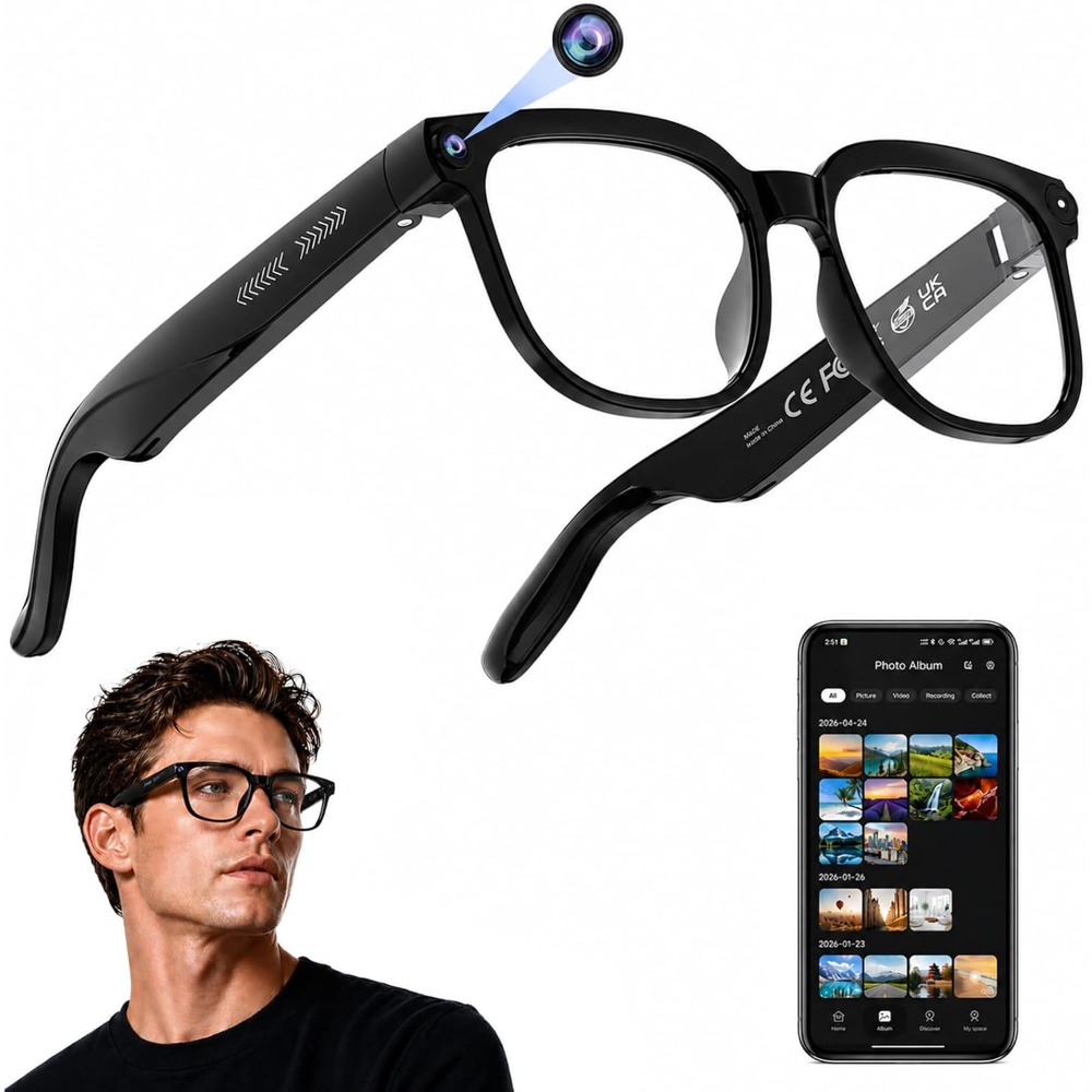 Smart Glasses Lens - Inteligentne okulary podróżne: wideo 4K, robienie
