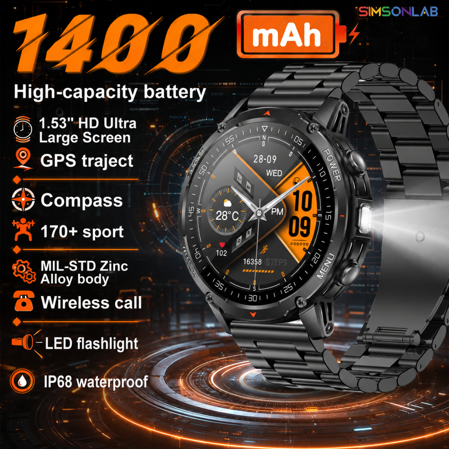 Smart Insole Pressure - Nowy smartwatch wojskowy z GPS, 1400mAh,