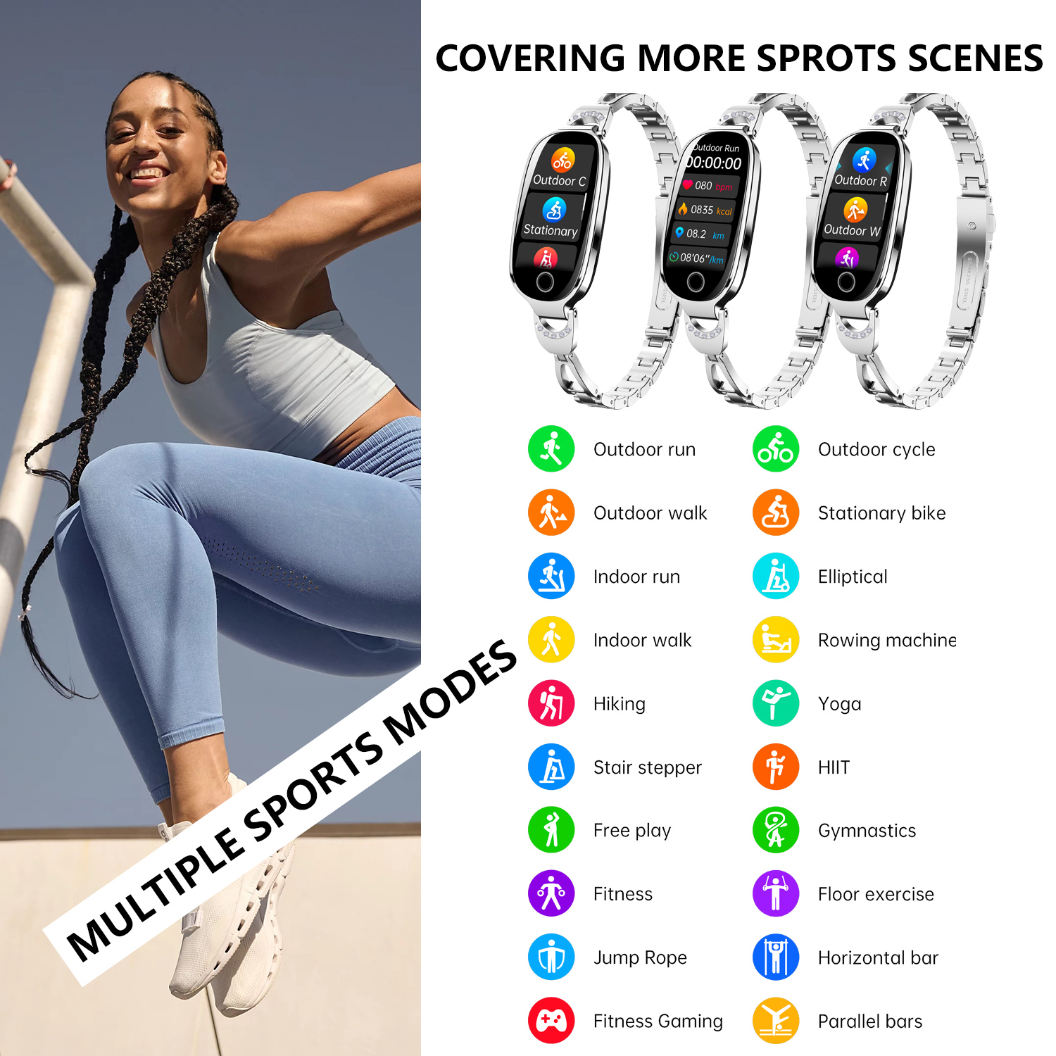 F81 Damski Smartwatch z Metalo – Breath Rate Monitor recenzja i cena
