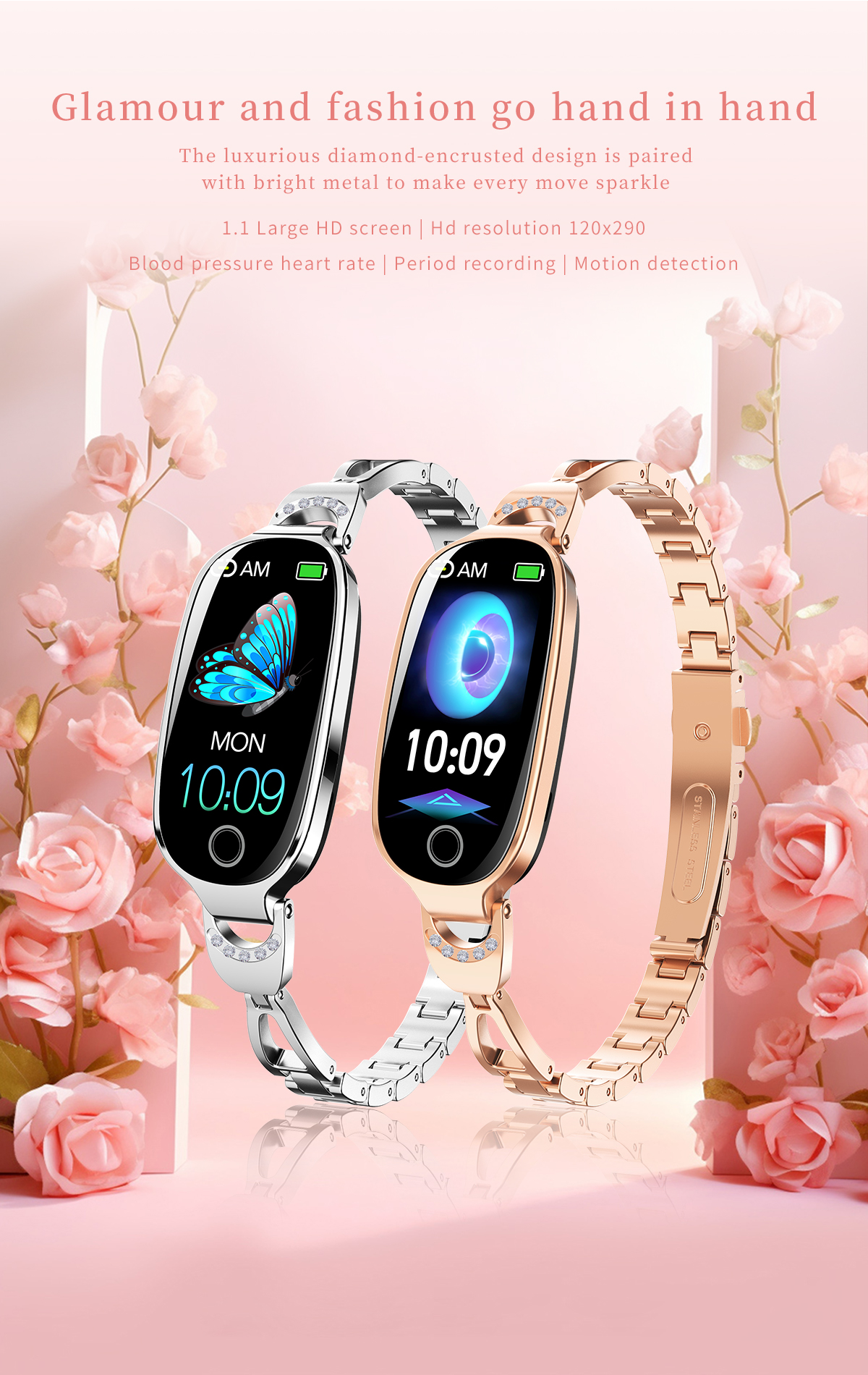 F81 Damski Smartwatch z Metalo – Breath Rate Monitor recenzja i cena